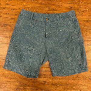 Lululemon Blue Teal Polka Dot Commission Casual Performance Golf Shorts Men 33x9